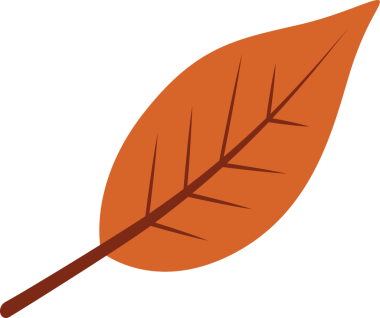 Düz vektör grafiği, şeffaf arkaplanda daha koyu damarlı turuncu yaprak gösteriyor. Sonbahar, yeşillik, botanik, doğa, mevsimsel, grafik, illüstrasyon