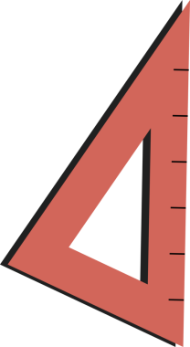 Düz dizayn kırmızı set karesi şeffaf arkaplanda duruyor, kesme ve ölçeklendirme işaretlerini gösteriyor. Geometrik, hassasiyet, taslak, inşaat, mühendislik, minimalist, illüstrasyon