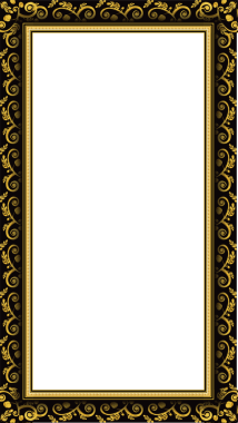 Altın rengi barok çerçeve ve şeffaf katman üzerinde yeşil yapraklı çiçek aksanları var. Süslü, lüks, klasik, zarafet, güzel sanatlar, dekoratif, süsleme