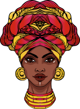 Beyaz kabile boyası takan Afrikalı bir kadının portresi şeffaf bg. Etnik, kültürel, geleneksel, süs, zanaat, miras, zarafet