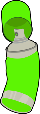 Neon yeşil aerosol kutusu vektör sanatında yüzüyor şeffaf arkaplandaki kapağı gösteriyor. Graffiti, sprey, sanat, canlı, endüstriyel, yaratıcı, kentsel