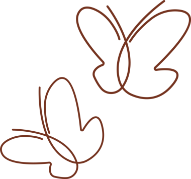 İki stilize kelebek, şeffaf arka planda kahverengi çizgileri olan bir çizgi üzerinde yüzüyorlar. Minimalist, zarif, doğadan esinlenilmiş, dekoratif, sanatsal, çizgi sanatı, sofistike