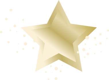 Gradyan altın yıldız şeffaf arka planda parlıyor, küçük altın parçacıkları etrafta sürükleniyor. Lüks, zarafet, ışıltı, kutlama, süs, başarı, cazibe