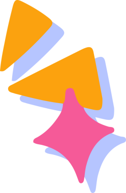 Turuncu üçgenler, menekşe dörtlüleri, pembe yıldızlar düz sanat ile örtüşüyor, şeffaf arkaplan. Modern, minimalist, canlı, geometrik, sanatsal, dijital, tasarım