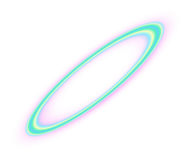 Soyut diyagonal halka, şeffaf arkaplan üzerinde neon gradyan bantlarla düz tasarım içinde parlıyor. Neon, soyut, geometri, fütüristik, canlı, dijital, minimalist