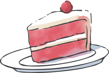 Kırmızı kadife pastanın bir dilimi suluboya sanatında şeffaf arka plan, tabak ve kirazlı duruyor. Tatlı, pastane, suluboya, şekerleme, hoşgörü, sanatsal tarz, tatlılık