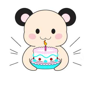 Çizgi film ayısı elinde mum ışığında iki katlı pastadan oluşan heyecanlı çizgiler ve şeffaf bir arkaplan tutuyor. Şirin, kaprisli, neşeli, fantezi, tasvir edici, karakter sahibi.