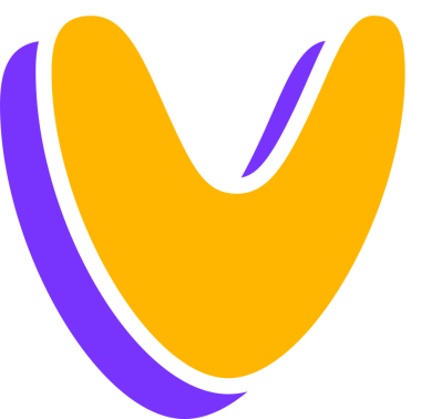 3D render bumerang şekli saydam arkaplanda süzülüyor, sarı yüz ve mor gölge ile. Modern, minimalist, geometrik, canlı, dijital, soyut, yenilikçi