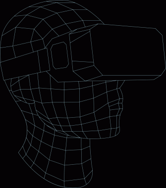 3 boyutlu kablo çerçeveli insan kafası şeffaf arka planda açısal VR kulaklık takıyor, kopyalama alanı. Gelecek, teknoloji, yenilik, dijital, sanal, entellektüel, kavramsal