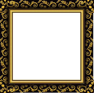 Süslü çerçevede altın kenar ve şeffaf arkaplan üzerinde düz tasarım gri-mavi giriş yer alıyor. Lüks, zarafet, işçilik, barok, klasik, süs, dekoratif