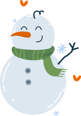 Düz dizayn kardan adam yeşil eşarp takıyor, havuç burun, kalp ve şeffaf arkaplan gösteriyor. Şirin, kış, neşeli, kaprisli, tatil, rahat, neşeli