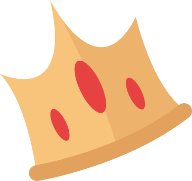 Stilize kraliyet taç simgesi, düz vektör tarzında, kırmızı taşlarla şeffaf bir zemin üzerinde yüzüyor. Lüks, kraliyet, amblem, mücevher, süs, prestij, tasarım