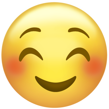 Gülen emoji suratı kapalı gözleri ve pembe yanakları üç boyutlu renkte, şeffaf arkaplanı gösteriyor. Neşeli, pozitif, karikatür, canlı, yüz ifadesi, duygusal, dijital sanat