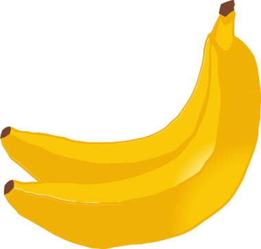 Üç olgun sarı muz kümesi düz resimde gösteriliyor, şeffaf arkaplan. Meyve, sağlıklı, taze, organik, üretim, minimalist, canlı