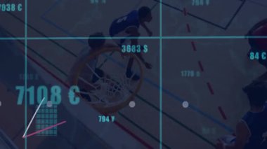 Basketbolcu, net finansmanı canlandırma çubukları parasıyla üst üste koyan potaya doğru ilerliyor. Spor, analitik, görselleştirme, rekabet, performans, dijital, dinamik
