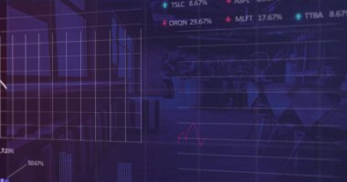 Finansal şebekeyi, renkli grafikleri ve yemek saatlerini masalarla örtüyor. Veri görselleştirme, finans, analitik, iş zekası, dijital, modern, kurumsal