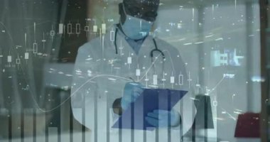 Finansal çizelgeler canlandırılırken hasta gözlemleri yazan bir tıp doktoru. Sağlık, analiz, profesyonellik, veri görselleştirme, klinik, araştırma, analitik