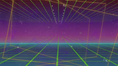 Beyaz siluet öne çıkıyor. Neon kablo tüneli boyunca ilerliyorlar. Şebeke zeminiyle birlikte, kopyalama uzayı. Fütürist, siber, soyut, hareket, dijital, teknoloji, bilim