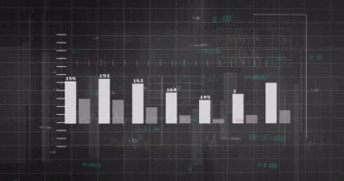 Izgarada yükselen beyaz çubukları başlatmak, çeyrekleri bölmek, çizgi grafiklerini renklendirmek eğilimleri vurgulamak. Veri, analiz, görselleştirme, bilgi, teknoloji, dijital, istatistiksel