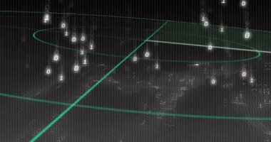 Beyaz tarama ışınları süpürüyor, rakamlar yağıyor, ışıklandırma ızgarası, görsel zirveler, sürüklenen işaret noktaları. Gelecek, teknoloji, dijital, arayüz, veri, holografik, soyut