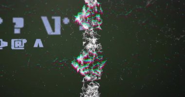 Yeşil alana karşı örgü oluşturmaya başlarken, titreşen düğümler ve titreşen RGB çıkıntıları, kabartmalar arasında. Dijital, soyut, fütüristik, siber, geometrik, arıza, canlı