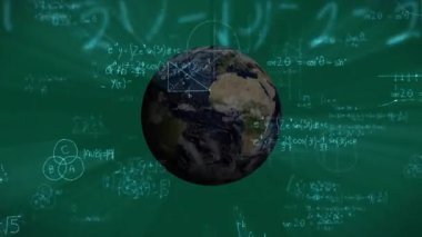 Başlatılan küreyi birleştiren formüller bilim öğreten denklemlerle dönen dünyaya dönüşüyor. Küresel, eğitim, bilim, teknoloji, matematik, dijital, görselleştirme