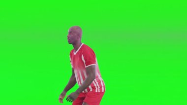 Futbolcu top yuvarlanmasına tepki veriyor ve bisiklet tekmeleme topunu ışık çizgileriyle itiyor. Atletik, dinamik, hareket, eylem, dijital, spor, performans