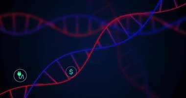 Eklenti simgesi beliriyor iplikler sarmal oluşturuyor, enerji ve çevreyi gösteren ikonlar yörüngede dönüyor. Teknoloji, sürdürülebilirlik, yenilik, dijital, ekoloji, yenilenebilir, gelecekçi