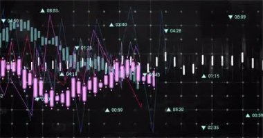 Veri girişi başlangıç tablosu, çubukların kayması, trend çizgisi, pazar eğilimlerini gösteren çizgiler. Finans, analitik, veri, teknoloji, yatırım, borsa, dijital