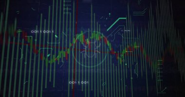 Çizelge çizelgesi çizgisi olan, gösterge panelindeki dairesel hedef üzerine hata simgesini vurgula. Teknoloji, siber güvenlik, veri analizleri, dijital arayüz, ağ güvenliği, yenilik, yazılım geliştirme