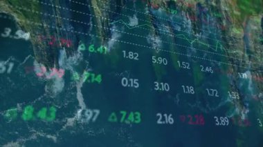 Çarpışan okyanus şelalesiyle açılışı, yüzen şeffaf veriler, piyasa eğilimlerini gösteriyor. Deniz manzarası, veri görselleştirme, finansal analiz, doğal zemin, dijital kaplama, dinamik şema, engebeli manzara