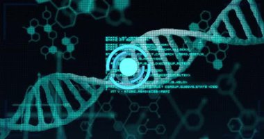 Kodun ortaya çıkması enerji göstergesini tetikler. Cyan sarmalının etrafında hareketlenme ve yükselme gösteriyor. Fütürist, dijital, veri görselleştirme, bilim, teknoloji, yenilik, arayüz