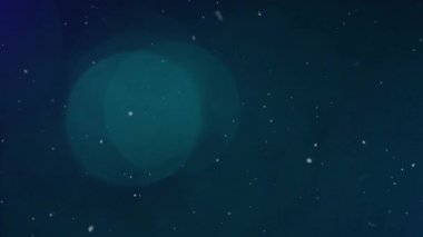 Merkezde ortaya çıkan beyaz lekeler dışa doğru sürükleniyor ve gök mavisi daireler çizerek kar yağışı oluşturuyor. Soyut, dijital sanat, hareket grafikleri, ortam, fütüristik, zarafet, görsel efektler