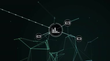 Teknoloji alanında görünen tek bir dairesel bar çizelgesi yeşil ağ ağı büyümesini görselleştiriyor. Soyut, veri görselleştirme, geleceksel, teknoloji, dijital, ağ, bilgi