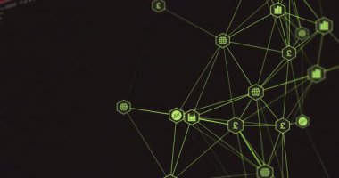 Ağ grafiği kaydırmalı nmap port taramasına ve ağ keşiflerini gösteren iz sürmeye neden oluyor. Siber güvenlik, veri görselleştirme, dijital arayüz, ağ analizi, sistem izleme, yüksek teknoloji, gelecekçi