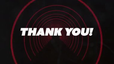 Renk parçalarının patlaması neon halkalara dönüşüyor. Teşekkür mesajının arızalandığını ve kaybolduğunu gösteriyor. Neon, fütürizm, soyut, dijital, teknoloji, canlı, hareket