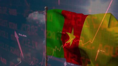 Yükselme eğilimi için okları tasvir eden stoklar gibi hafif bir esinti Kamerun bayrağını dalgalandırıyor. Vatanseverlik, finans, büyüme, bağımsızlık, ekonomi, esneklik, ilerleme