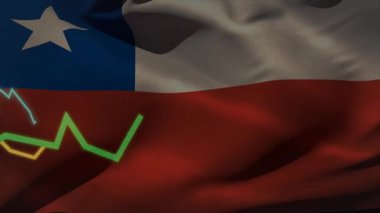 Başlangıçta Şili bayrağını sallayan üç neon segmenti piyasa eğilimini görselleştiriyor. Dijital, fütüristik, soyut, finansal, veri, yenilik, dinamik