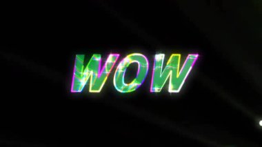 Yeşil ışınlar küre animasyonunu etkinleştiriyor WOW logosu oluşuyor ve damgalamayı gösteren neon renkler yanıp sönüyor. Neon, dijital, fütürist, enerjik, soyut, enerjik, teknoloji