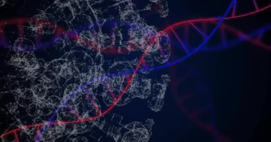 Moleküler ağları keserek ortaya çıkan çift sarmal dönen kıvılcımlar yapıyı gösteriyor. Genetik, biyofizik, molekül biyolojisi, bilimsel illüstrasyon, fütüristik, yenilik, teknoloji