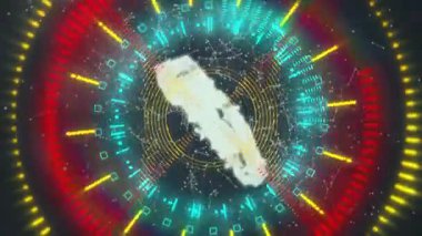 Sarı veri çemberini başlatıyorum. Kırmızı dalga formlarını vuruyorum. Genişleyen bulut çekirdeğini genişletiyorum. Dijital, geleceksel, soyut, hareket, teknoloji, ağ, görselleştirme