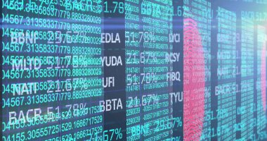 Gösterge panelinde veri aktaran kod panelleri gösteriliyor, yükselen çubuk grafiği kırmızı parmak izi içeriyor. Teknoloji, siber güvenlik, analitik, dijital, yenilik, fütürist, veri görselleştirme