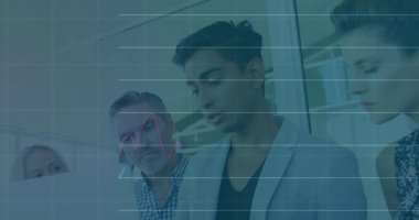 Blazer hoparlörü, cam duvar fırlatma hattı ve bar çizelgelerine atıfta bulunuyor. İş verileri için yüzdeler. Teknoloji, işbirliği, analitik, yenilik, kurumsal, modern, veri görselleştirme