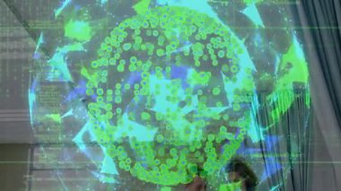 Koğuşta ortaya çıkan holografik küre, tıbbi personele rehberlik ediyor tablet verilerini inceliyor, hastalara danışıyor. Tıbbi, teknoloji, fütüristik, sağlık, görselleştirme, işbirliği, yenilik