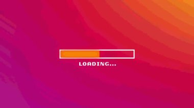 Gradyan üzerindeki çubuk dolduruluyor, PIXEL POWER üçgen logosu açılıyor, okun tıklaması arızaya neden oluyor. Dijital, fütüristik, enerjik, soyut, teknoloji, hareket, yenilik