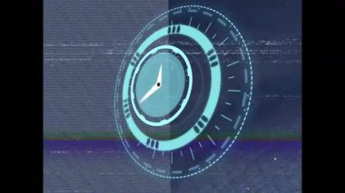 Hologram dönüşümlü halkaların başlatılması ve titreşen işaretlerin silinmesi yükün tamamlandığını gösteriyor. Gelecek, teknoloji, animasyon, dijital, arayüz, soyut, dinamik