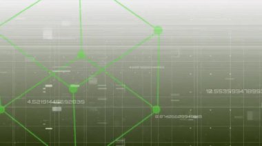 Yeşil ağ ızgarada dönmeye başlıyor, AK INC 'yi sayısal örtülerle AI INTRO' ya dönüştürüyor. Teknoloji, dijital, fütüristik, geometrik, veri, yenilik, ağ