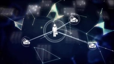 Flash, bulut simgelerini birbirine bağlayan silueti başlatıyor. Küresel ağ oluşturulurken dünya dönüyor. Teknoloji, bağlantı, siber alan, yenilik, veri, dijital, sanal