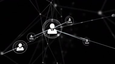 Merkezi kullanıcı simgesi bağlantı gönderiyor ve sinyal çizgileriyle bağlantı kuruyor. Teknoloji, bağlantı, dijital, ağ, siber alan, iletişim, yenilik