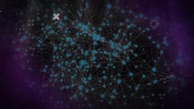 Yükleme göstergesi darbesi, titreşen ve ölçeklendirilen sinyal döngüsü tamamlanmasını tetikliyor. Teknoloji, veri, bağlantı, dijital, fütüristik, yenilik, soyut